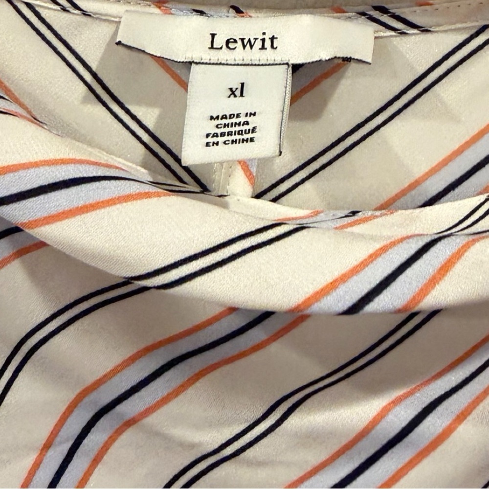 Lewit Laurie striped draped asymmetric silk blend top Womens XL NWOT - Picture 8 of 8